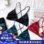 Pháp bralette satin phần mỏng cup bra bra gợi cảm không có vòng thép hình tam giác cup đẹp trở lại đồ lót liền mạch - Bộ đồ lót đồ lót