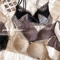 Sexy unrimmed lace rabbit ears on the thin under thick bra set small breasts gather beauty back underwear bra bra