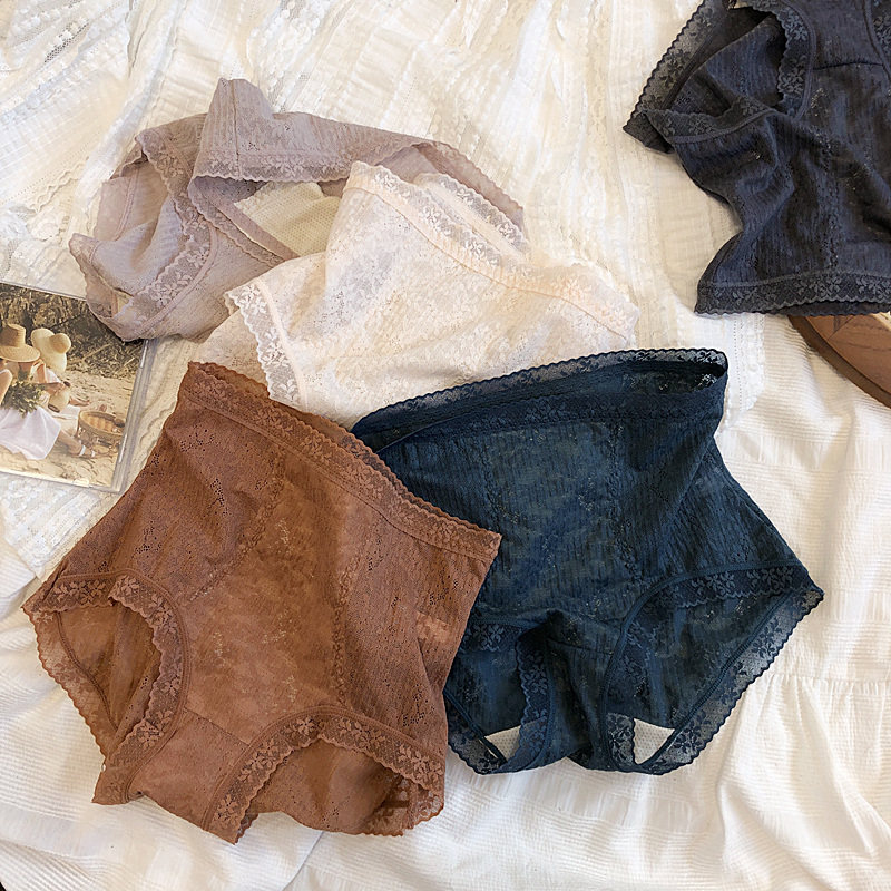 Spring and summer small brute waist light collection and high waist lace sexy briefs silk crotch breathable no-scratched triangle pants antibacterial safety pants