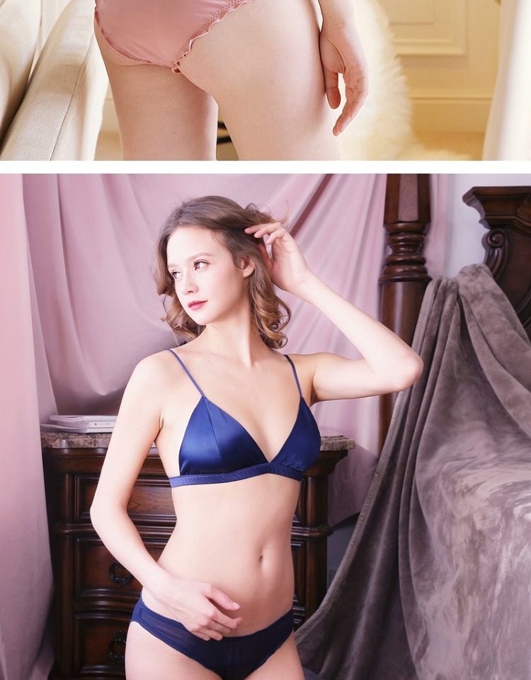 Pháp gợi cảm bralette satin tam giác cup áo ngực không có vòng thép liền mạch cô gái đồ lót cốc mềm đồ lót xuất khẩu