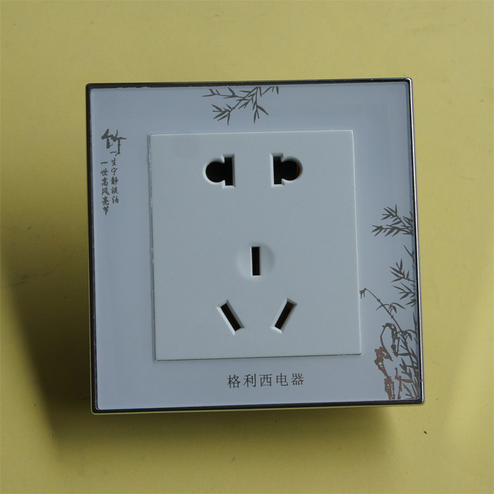 Glissi Chinese white crystal panel 86 dark wall power socket diode five - hole socket steel frame