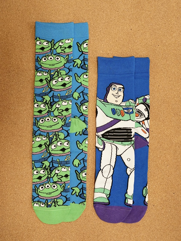 Three Pairs of Free Shipping Toy Story Buzz Lightyear Three-Eyed Cartoon Straight-Leg Socks for Men and Women