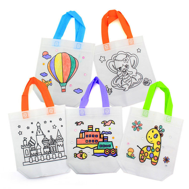 Non - woven graffiti bag diy art environmental bag children hand - painted painting handbag material