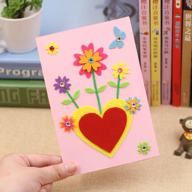 Non-woven blessing greeting card Three-dimensional card Children diy handmade material pack Thanksgiving Mother's Day gift