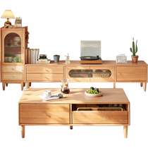 Lins Home Nordic Solid Wood TV Cabinet Tea Table Composition Living Room Original Wood Color cabinet Lins wood industry VR1L