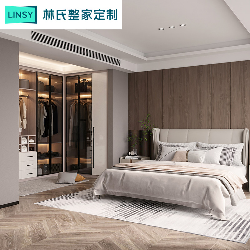 林氏木业全屋定制家具：现代轻奢靠墙到顶衣柜，你的衣帽间新宠👑-定制走入式衣柜-淘宝百科网