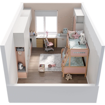 Lins Home Double Bed Two Floors Upper Bunk Beds Children Room Learning Desk Integrated Multifunction High And Low Bed