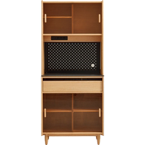 Lins Home Oak Solid Wood Sideboard Double-layer Slate Wine Cabinet Living Room 2024 New Hole Board Lins Wood Industry