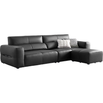 Lins Home Modern Simple Leather Sofa Living Room 2024 New First Layer Cowhide Black Sofa Lins Wood Industry