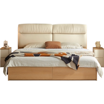 Lins home solid wood foot bed double bed modern simple