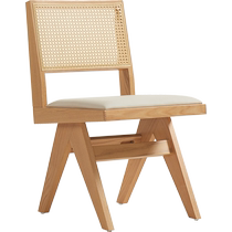 Lins Home Oak Solid Wood Dining Chair Home Stool Backrest 2024 New Rattan Chair Lins Wood LS431