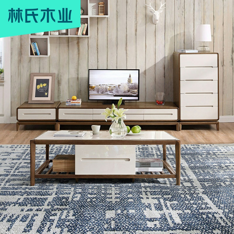 Lin's wood industry Nordic TV cabinet coffee table combination small apartment modern minimalist living room furniture heightened BA1M