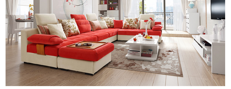 Lin của gỗ hiện đại nhỏ gọn vải sofa kích thước căn hộ phòng khách lắp ráp đa người sofa vải kết hợp 996 #