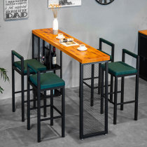 Bar table simple home Modern bar wall table and chair combination high table iron solid wood long narrow high table