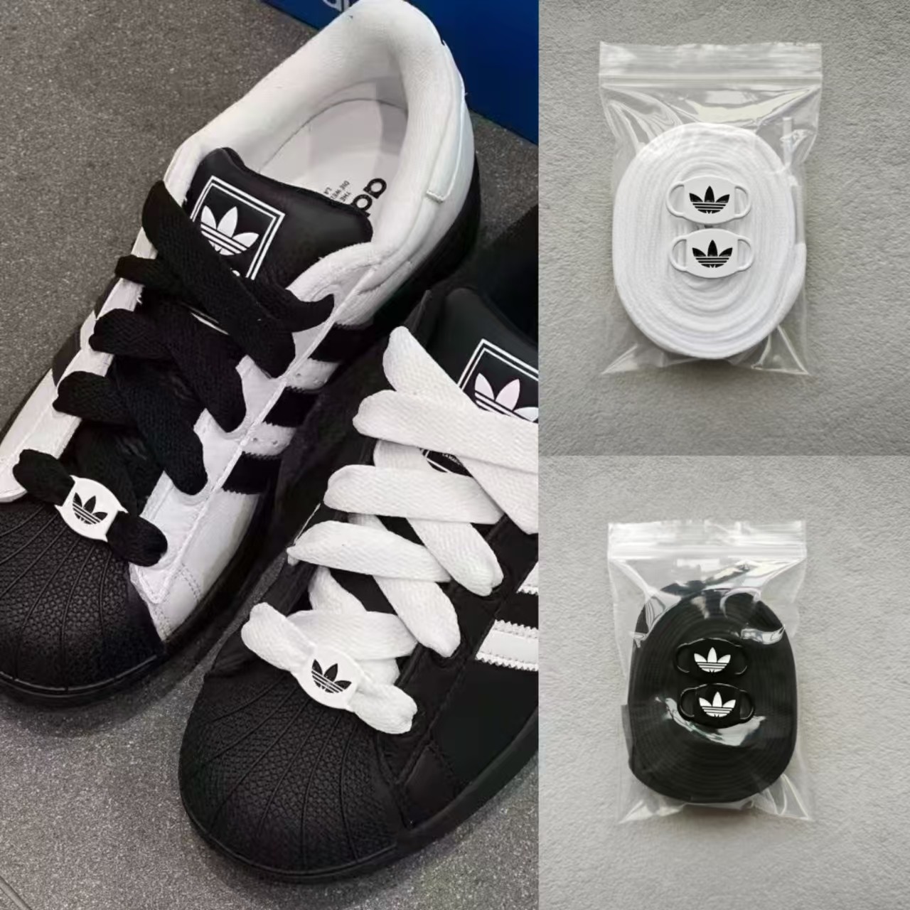 Подходит для мужских и женских широких шнурков Adi clover shell head 2.0, черно-белых шнурков Superstar 2-го поколения