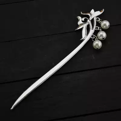 Vintage hair ornaments hollow three-dimensional flower Pearl classical long hair hairpin women's style step round hair tassel National Style gift