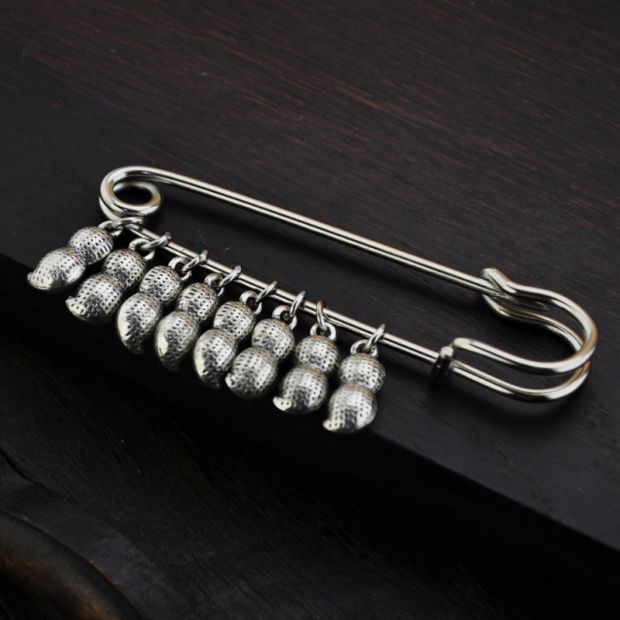 Vintage dân tộc gió hạt giống bạc nhỏ đậu phộng pin áo len mô hình văn học phiên bản Hàn Quốc của cổ điển gốc đồ trang sức thủ công ghim băng cài áo