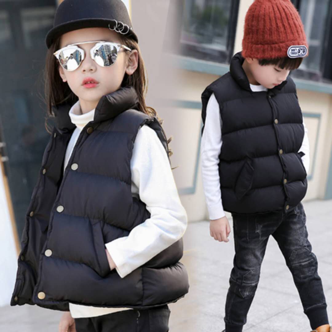 Mùa thu và mùa đông áo trẻ em cotton Trẻ em mặc học sinh mặc cổ áo xuống áo vest áo gile denim bé gái