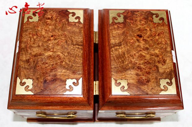 Xinyitang Burmese cỏ lê bảng duy nhất 榫 卯 Bộ sưu tập Ming và Qing đầy hoa trang sức bằng gỗ gụ cưới của hồi môn ống - Cái hộp hộp đựng đồ trang điểm bằng gỗ