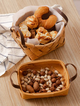 Day Style Wood Chips Hand Basket Eggs Steamed Buns Fruits Home Tabletop Picnic Basket Bread Containing baskets Bamboo chic snacks