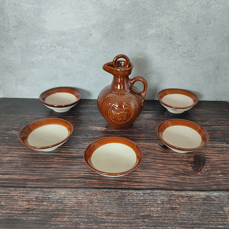 Renaissance pot ceramic bottle with handbottle Japanese style antique long mouth sealed wine cans small oil kettle household