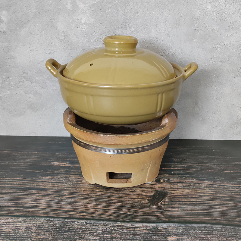 High temperature resistant traditional earth casserole side furnace charcoal stove fire pot stew pot Household gas porridge soup pot rice Commercial