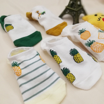 South Korea Sweet Fruits Socks Children Shallow of Shot Summer Thin Money Girl Invisible Boat Socks South Korea Cute Stripes