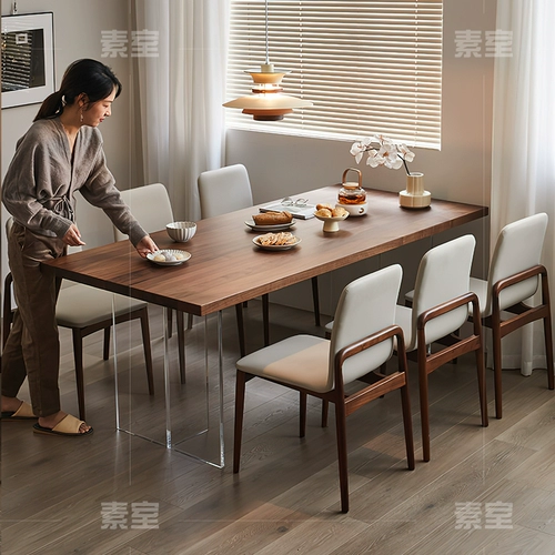 Акриловый черный грецкий орех с твердым деревом подвесного столового стола Дом на стол чай