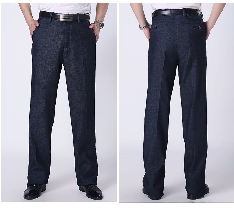 Quần tây nam dài quần dài 120cm lỏng lẻo Quần dài nam mùa thu và quần jeans mùa đông co giãn eo cao quần jean nam ống suông