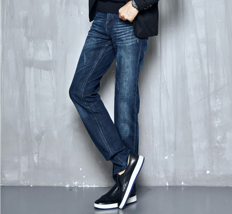Thanh niên nam độ dài rộng 120CM quần jeans mùa thu và mùa đông cao lớn quần thẳng kích thước cotton siêu dài shop đồ nam