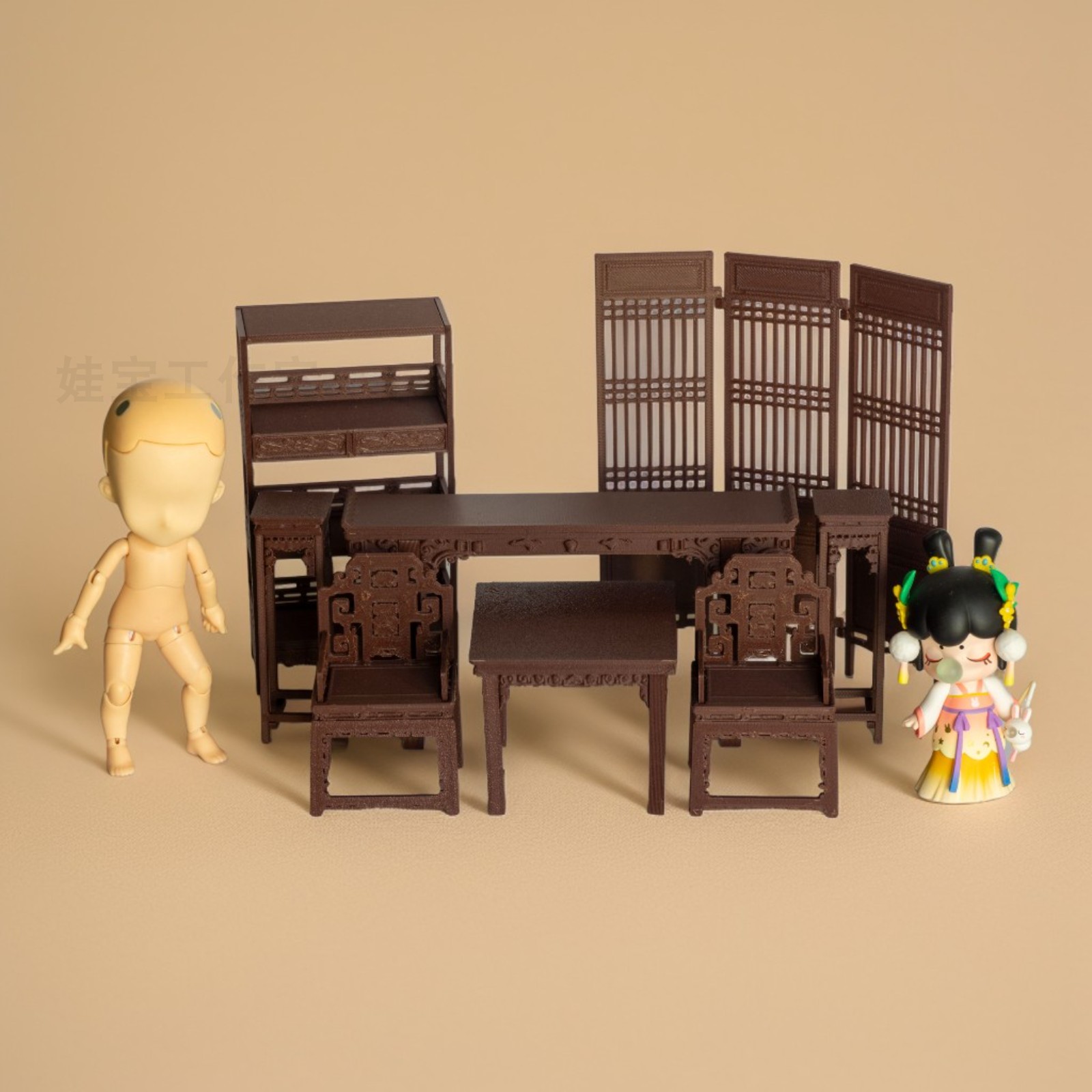 微缩之美：中式屏风书架、条案与太师椅的DIY艺术