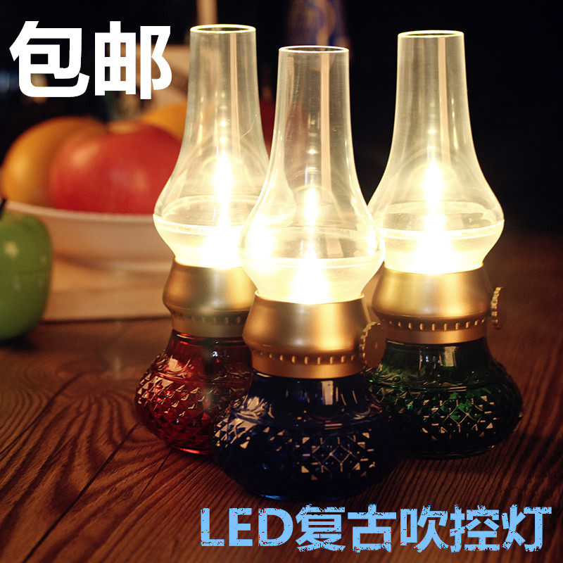 Creative Crystal Phoenix Pear Type Nostalgia LED Blow Control Lamp Retro Coal Oil Lamp Coal Oil Lamp USB Charging Induction Small Night Light