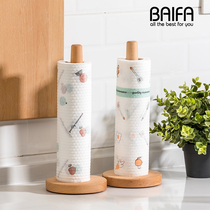 Kitchen tissue rack household desktop kitchen paper special rack non-perforated cling film storage rack beech wood roll paper holder