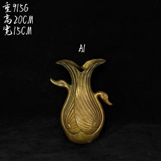 vintage复古纯黄铜花瓶欧式旧物花瓶法式样板间工艺品花盆软装摆