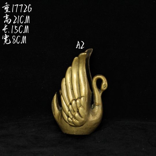 vintage复古纯黄铜花瓶欧式旧物花瓶法式样板间工艺品花盆软装摆