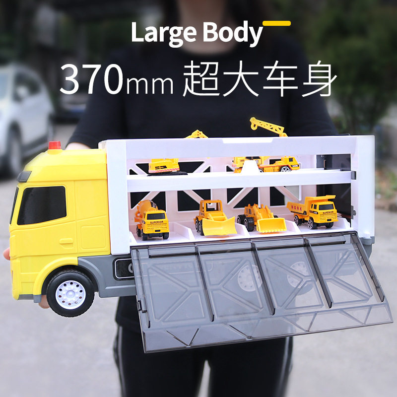 Hot selling children's van containing small toy resistant to fall baby wise fun boy Inertia Multifunction Sound And Light Suit