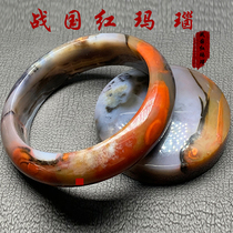 Upper Valley Warring States red agate boutique carving lady with non-mainstream bracelet bracelet core landscape ornamental blue pendant