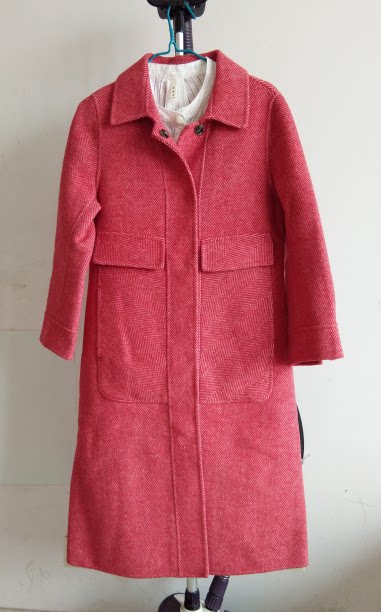 Long version of wool big coat cashmere big coat red double face