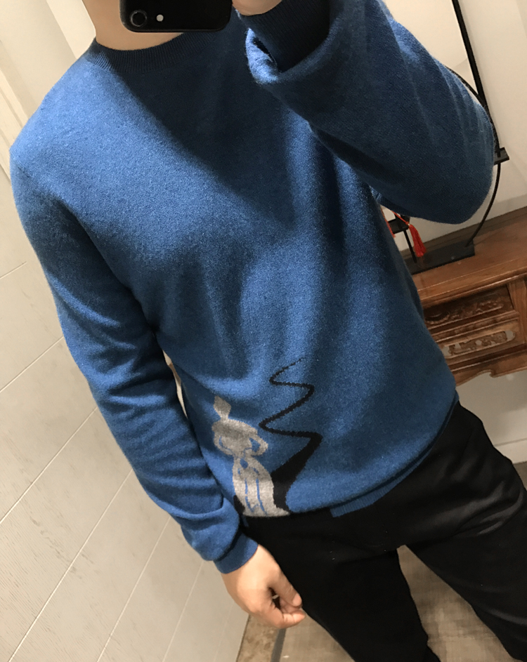 Thưởng thức chất lượng cao ấm áp 12-pin dày jacquard nam vòng cổ áo len mỏng len cashmere 1705229 áo khoác nam