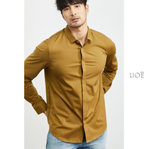 2021 spring and summer mens stretch unfettered thin mens high density mercerized cotton knitted long sleeve shirt fit fit