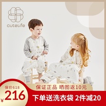cutelife baby sleeping bag Baby spring and autumn thin four seasons universal childrens sleeping bag Gauze leg split long sleeve sleeping bag