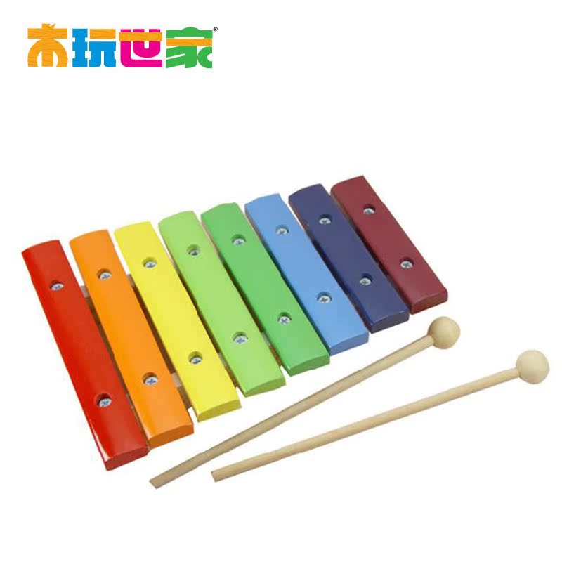 木玩世家木制玩具 比好-八色八音木敲琴儿童音乐启蒙宝宝玩具乐器