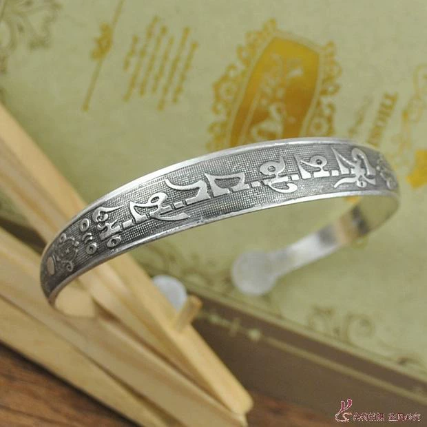 Cây giống bạc Tây Tạng bạc quốc gia vòng tay nữ cung điện rồng rồng và phượng hoàng mở tay bạc cá tính vòng tay phong cách kỳ lạ vòng đá phong thủy
