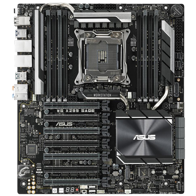 Assus SUSTech WS X299 SAGE motherboard supports Intel X series CPU 9980XE 9820X