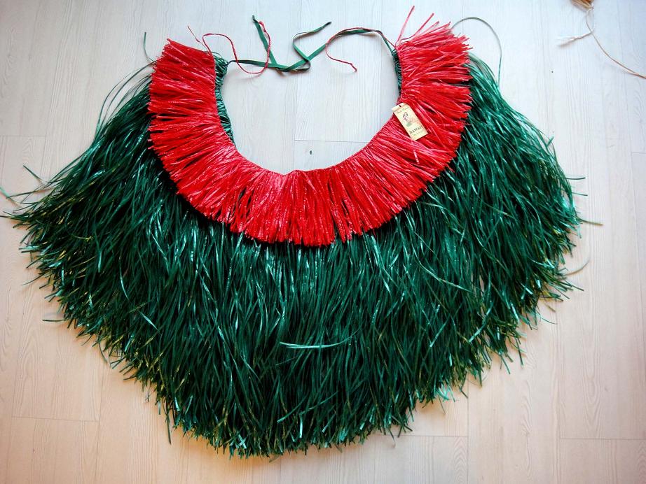 Hawaiian Hula Hula Skirt Dark Green Tahitian Hula Dance Performance Costume Set Hand-knitted Hula Skirt