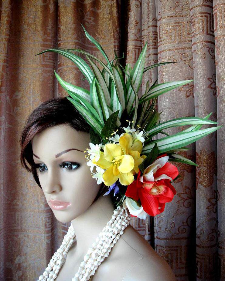 Hawaii Modern Grass Dress Dance Performance Wear accessories Head floral headwear hair accessories Hair Accessories-Taobao