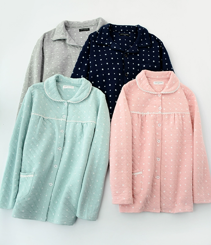 Đồ ngủ cỡ lớn không khí cho nam nữ mùa thu và mùa đông cotton dày bông dài tay áo cardigan yêu thích dịch vụ nhà đồ bộ cao cấp