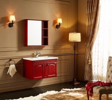 Nine-pastoral suspended bath cabinet A2200 rubber wood material-Taobao