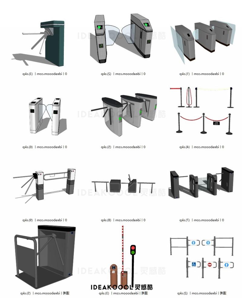 自动人行门禁道闸丨摆闸机打卡闸机SU模型丨