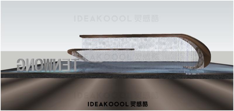 现代入口商业街居住区瀑布水景墙水幕墙跌叠水景观SU模型丨